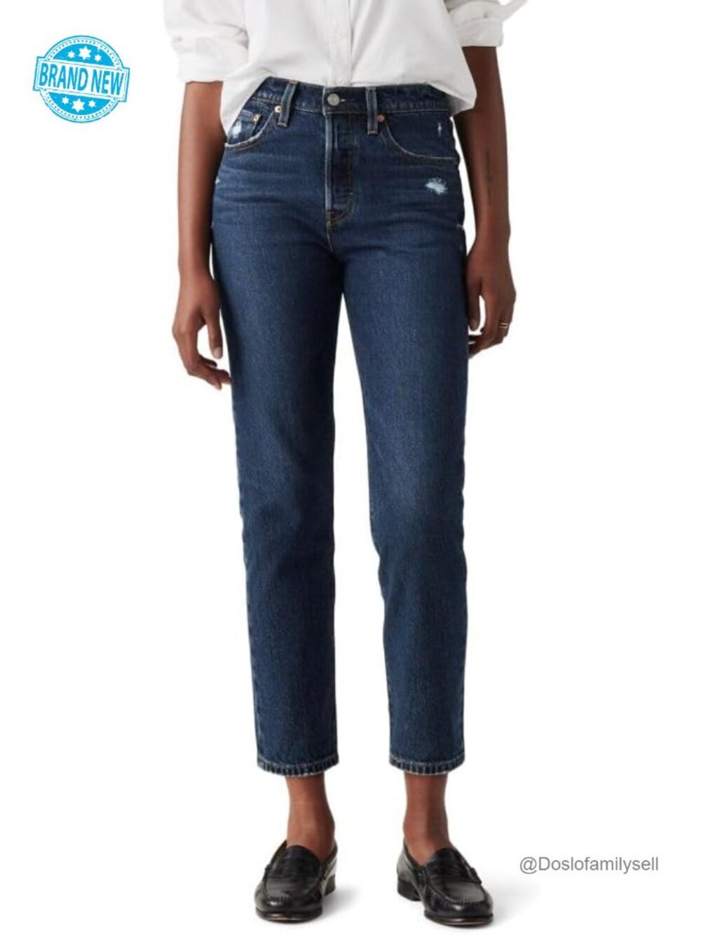 High Rise Cropped Jeans Slim Straight Leg Button Fly 5 Pocket - Size 27